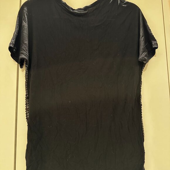 Michael Kors Shirt Black Sequin Front Round Neck Short Sleeve 100% Rayon Size-S - Picture 3 of 6